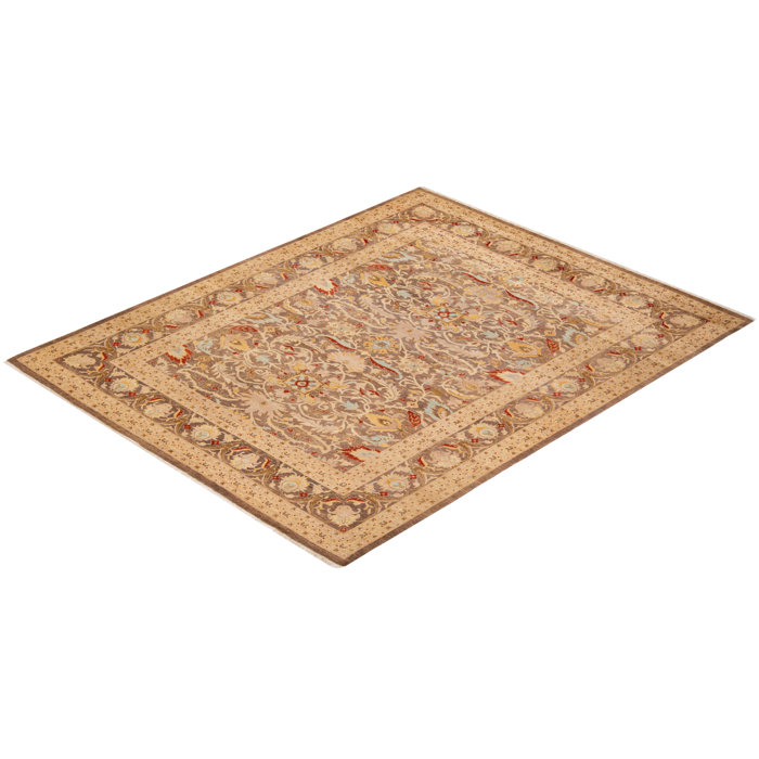 Hand-Knotted Wool Brown Rectangular 8' x 10' Area Rug