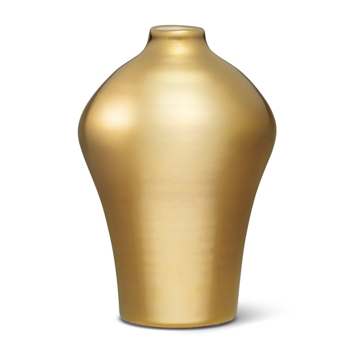 Small Gold Plated Amphora Shaped Glass Table Vase