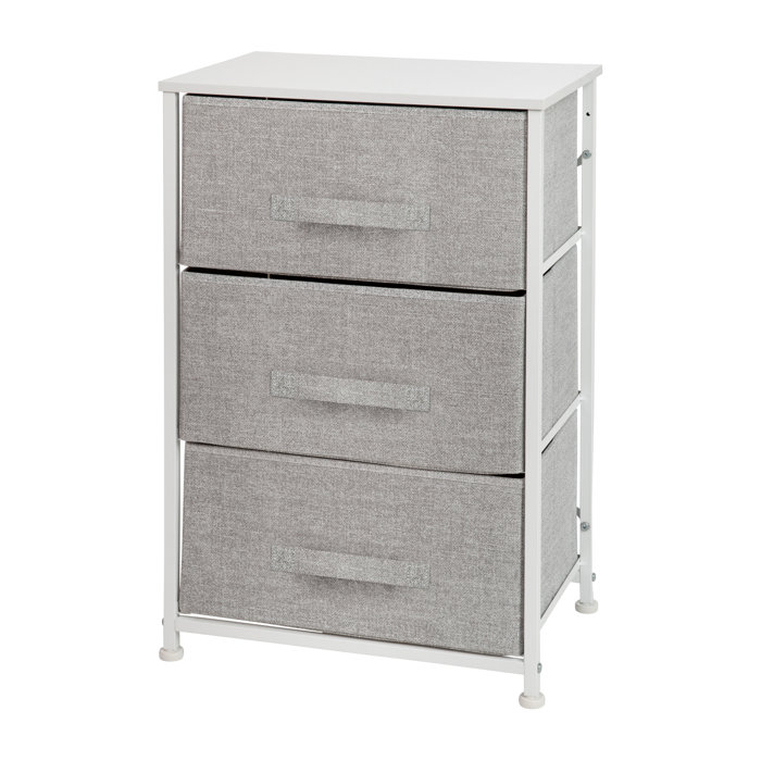 White & Light Gray 3-Drawer Cast Iron Frame Vertical Storage Dresser