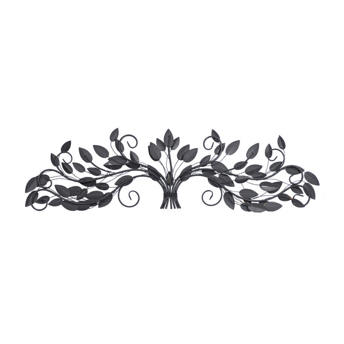 Rustic Green and Brown Iron Tree Branch Wall Sculpture