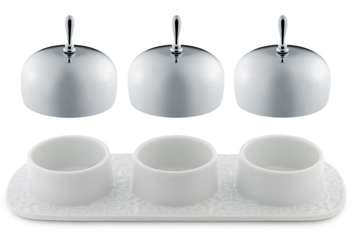 Elegant White Porcelain and Stainless Steel Jam Tray