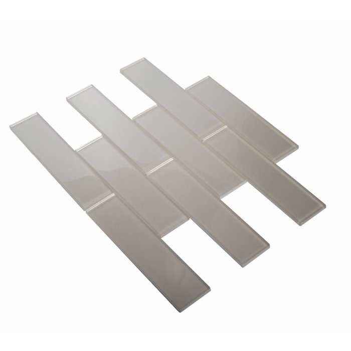 White 2x8 Glass Subway Mosaic Tile
