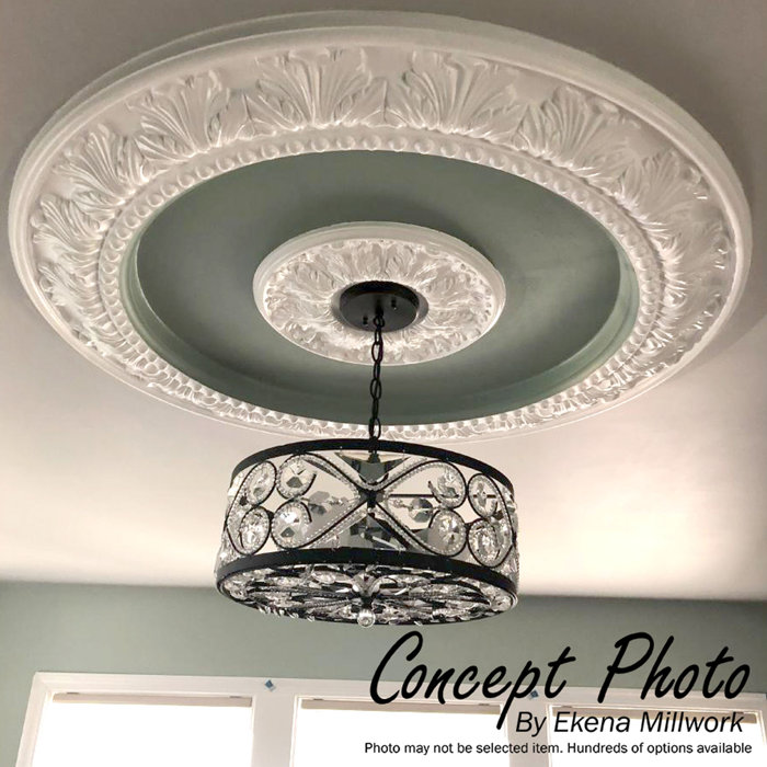 Ekena Millwork 47" Primed Dentil and Bead Decorative Ceiling Ring