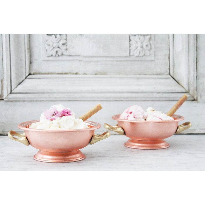 Vintage Copper and Brass Pedestal Serving Bowls Set