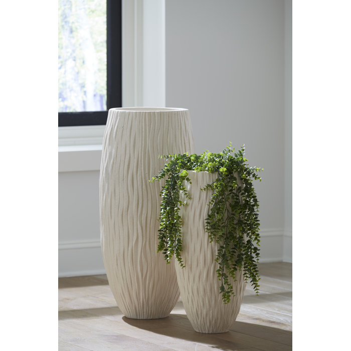 Rucco Tall White Composite Outdoor Planter