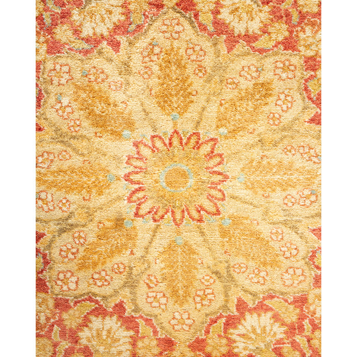 Handmade Oriental Wool Rectangular Rug in Yellow, 8' x 10'