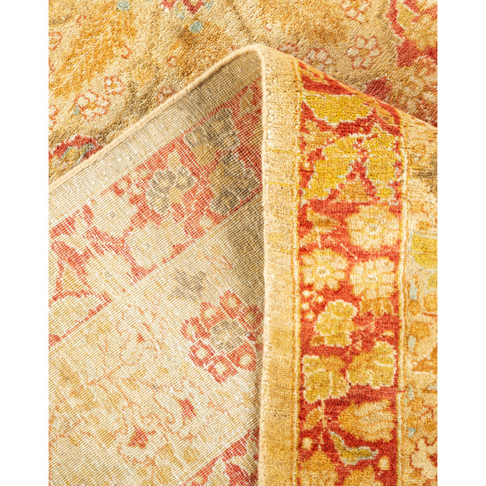 Handmade Oriental Wool Rectangular Rug in Yellow, 8' x 10'