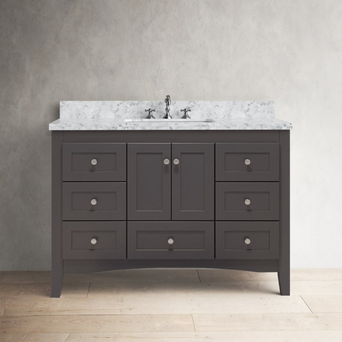 Fresno 48'' Chocolate Wood Single Bathroom Vanity with Carrara Marble Top