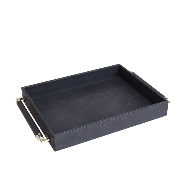 Blue Wash MDF Serving Tray with Nickel Handles