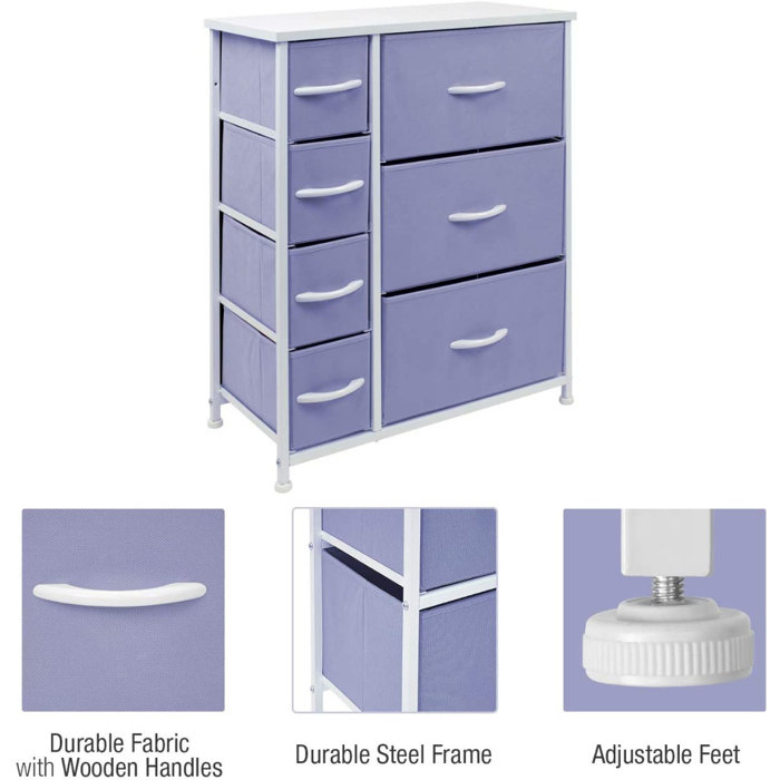 Lavender 7-Drawer Vertical Chest Dresser with Deep Drawers