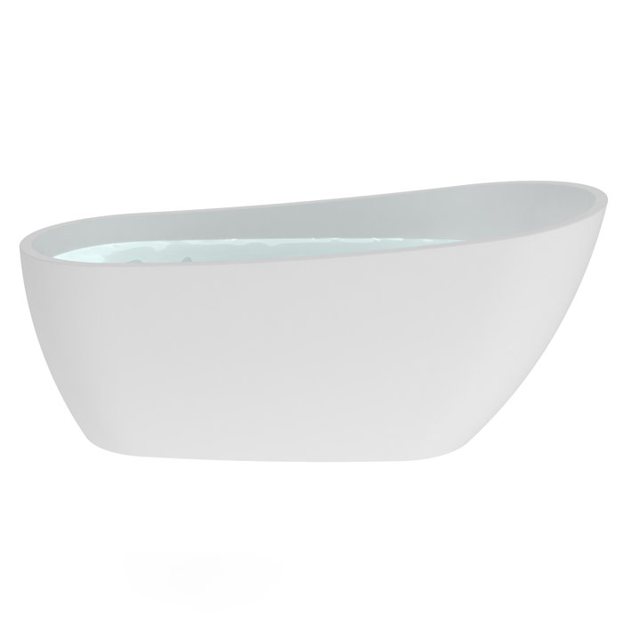 White Oval 59'' Freestanding Acrylic Soaking Bathtub