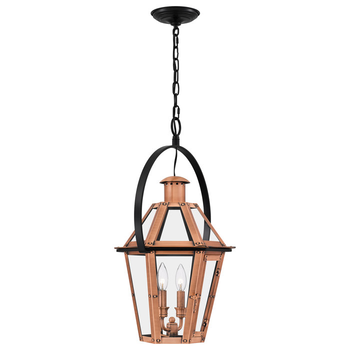 Aged Copper and Clear Glass 24" Indoor/Outdoor Pendant Light