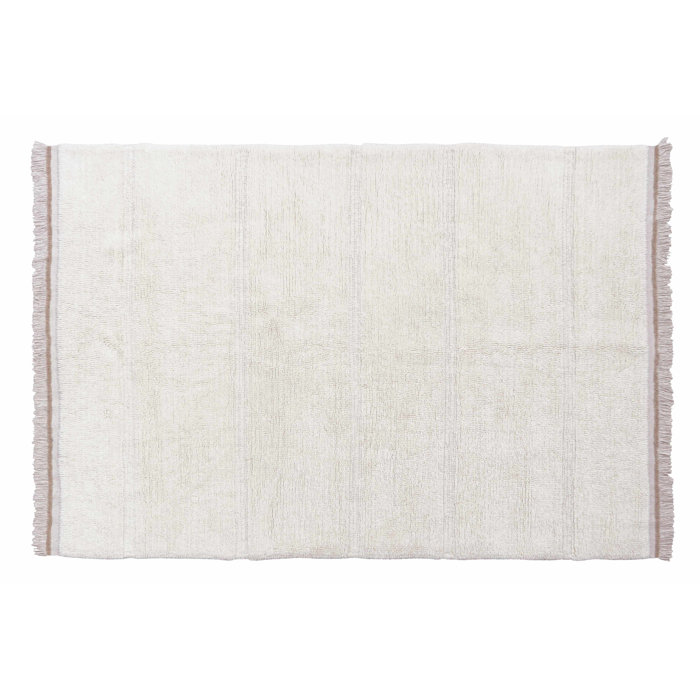 Sheep White Tufted Wool Rectangular Washable Area Rug
