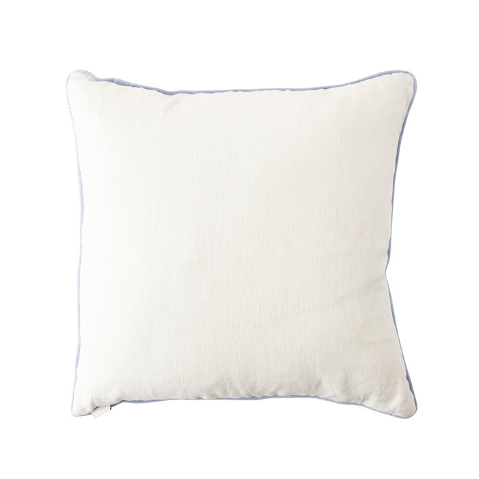 Natural Linen Square Throw Pillow with Velvet Applique