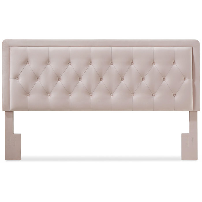 Elegant French Mauve King Upholstered Tufted Headboard
