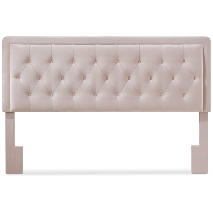 Elegant French Mauve King Upholstered Tufted Headboard