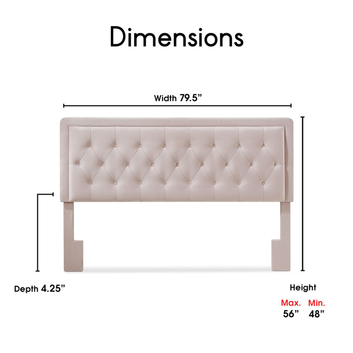 Elegant French Mauve King Upholstered Tufted Headboard