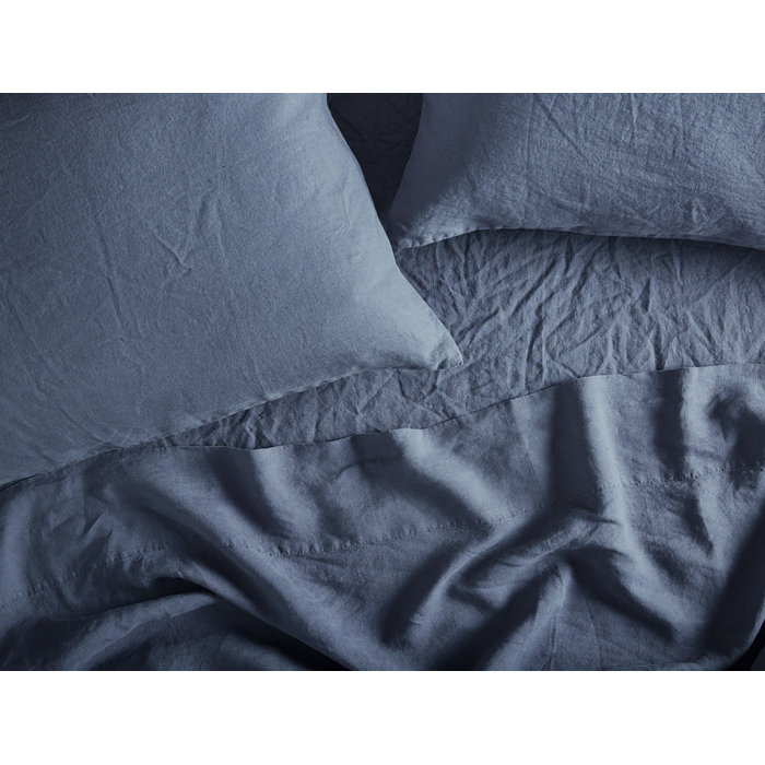Harbor Blue Organic Linen Standard/Queen Pillowcase Set