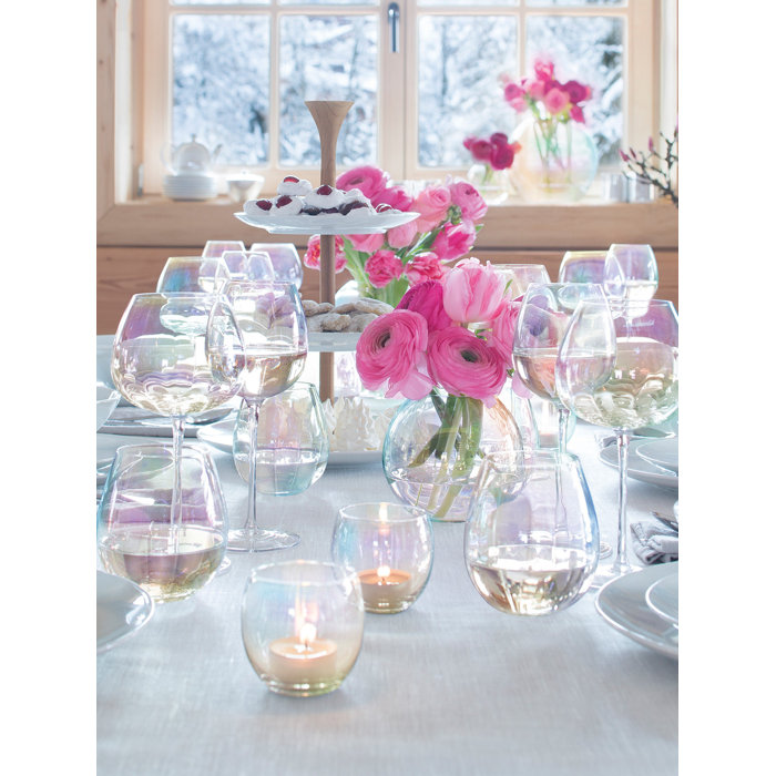 Iridescent Pearl Lustre Glass Candle Holder Set