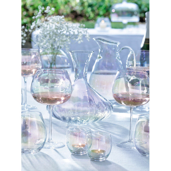 Iridescent Pearl Lustre Glass Candle Holder Set