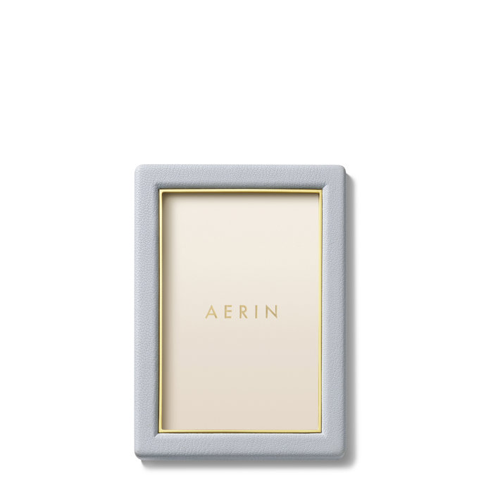 Blue Haze Leather 4" x 6" Picture Frame with Gold Detailing