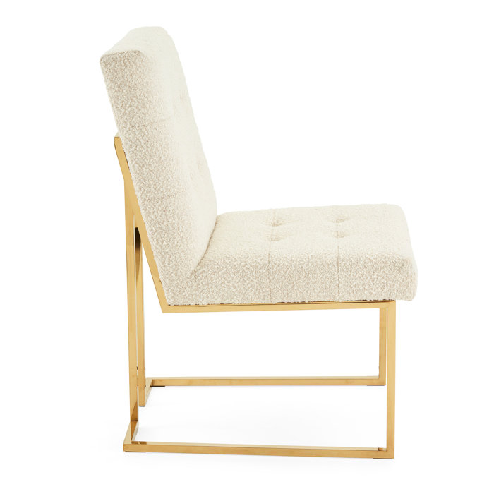 Olympus Oatmeal Upholstered Velvet Side Chair with Brass Finish
