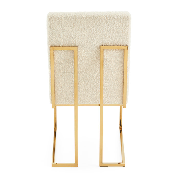Olympus Oatmeal Upholstered Velvet Side Chair with Brass Finish
