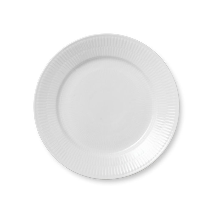 White Handcrafted Porcelain Ribbed Salad Plate