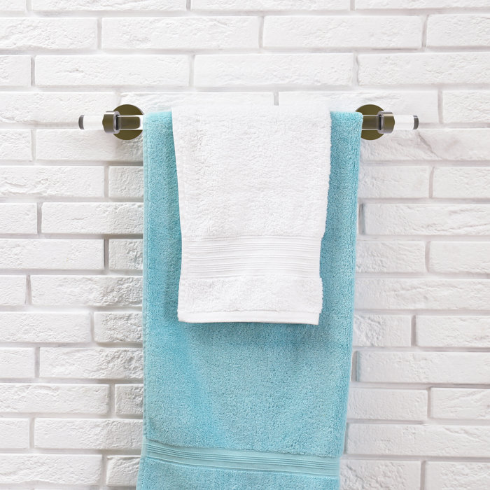 Antique Brass and Clear Acrylic Wall Mounted Towel Bar