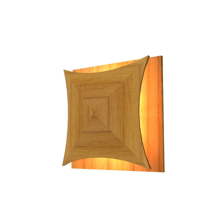 Teak LED Flush Mounted Wall Sconce