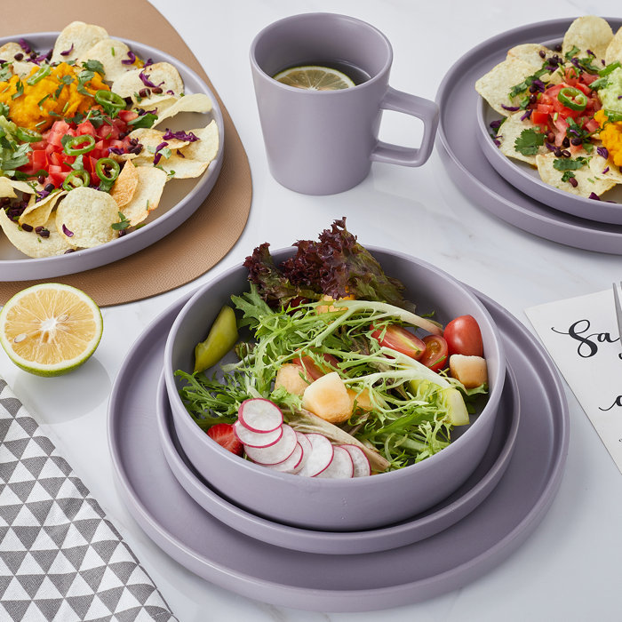 Light Gray Ceramic 16-Piece Dinnerware Set, Service for 4
