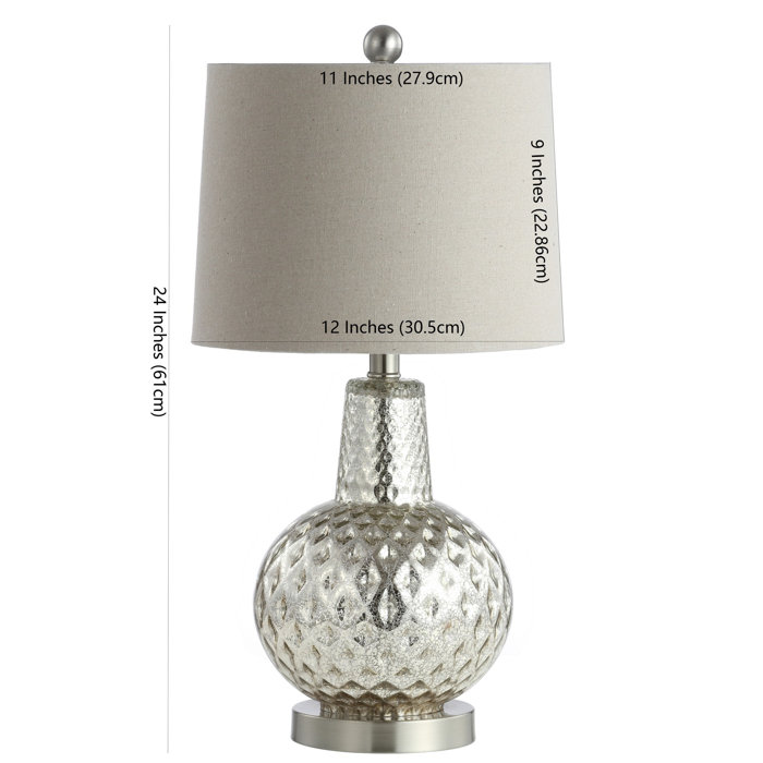 Atlas 24" Silver Mercury Glass Table Lamp with Ivory Shade