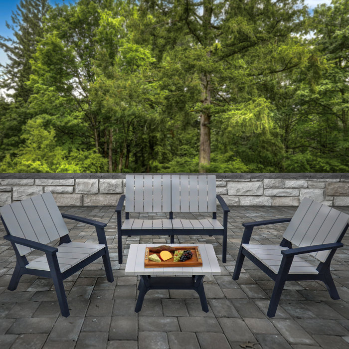 Berkley 4-Person Dark Blue and Gray Polypropylene Outdoor Seating Set