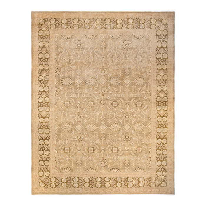Kendale Hand-Knotted Wool Ivory Floral Area Rug 9'1" X 11'10"