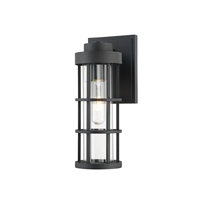 Textured Black Iron and Glass Dimmable Wall Sconce