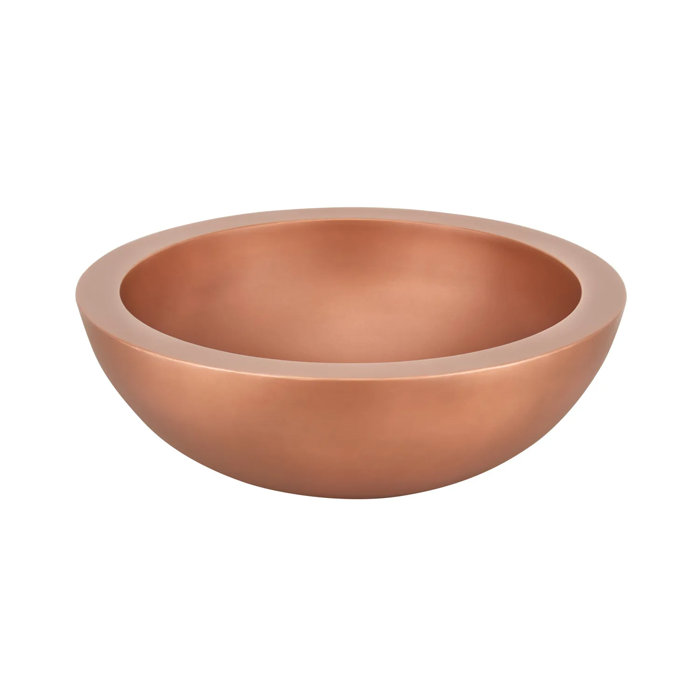 18" Round Copper Vessel Bathroom Sink with Double-Wall Design
