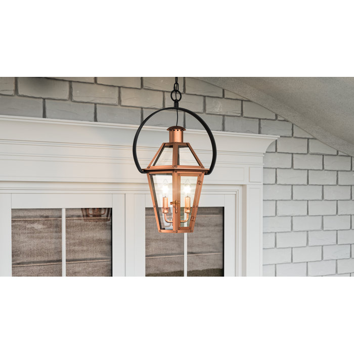 Aged Copper and Clear Glass 24" Indoor/Outdoor Pendant Light