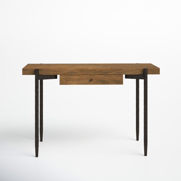 Transitional Industrial Black Writing Desk with Drawer