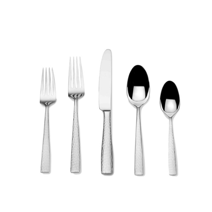 Oliver Hammered Stainless Steel 65-Piece Flatware Set