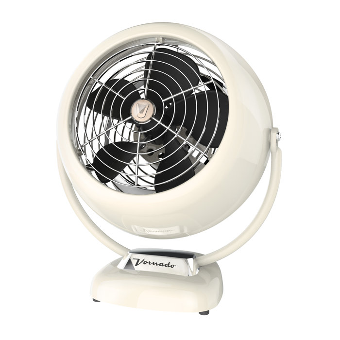 Vintage White 7.4" VFAN Air Circulator with 3-Speed Metal Floor Fan