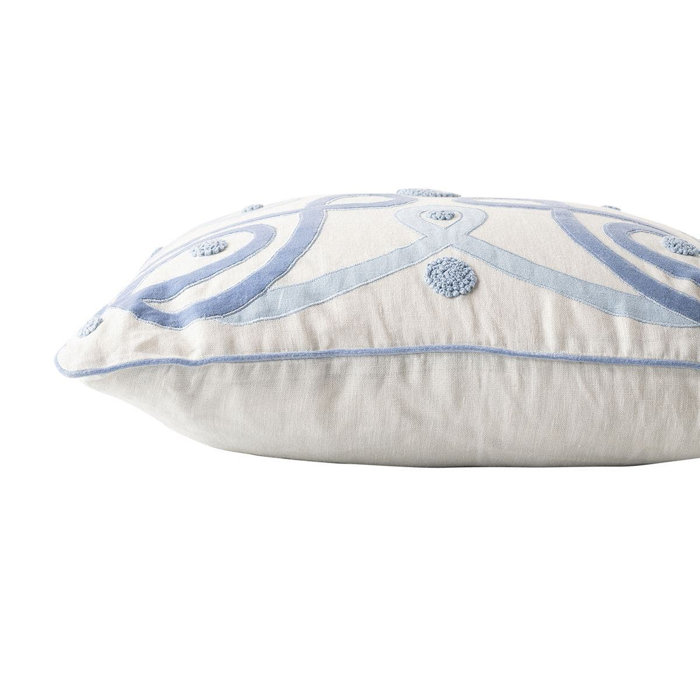 Natural Linen Square Throw Pillow with Velvet Applique