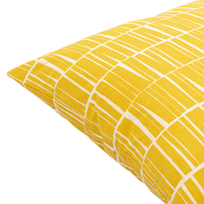 Mustard and Beige Cotton Rectangular Lumbar Pillow Set