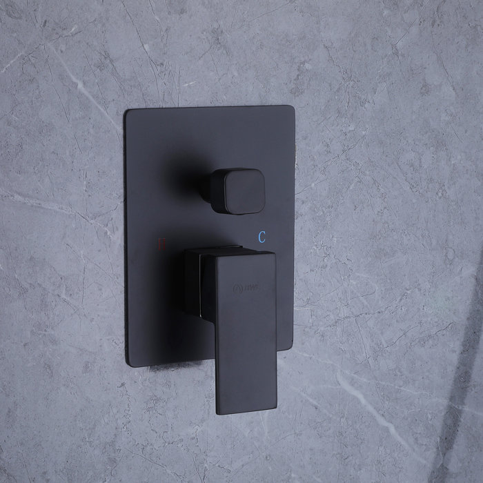 Matte Black Stainless Steel Square Rain Shower Faucet Set