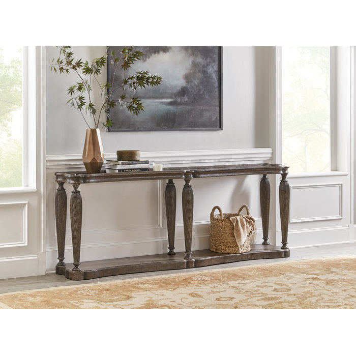 Traditions 90'' Brown Pine Wood Console Table with Storage