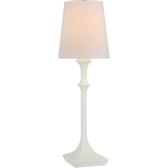 Plaster White Adjustable Buffet Table Lamp with Linen Shade