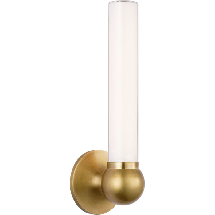 Antique Brass LED Bath Sconce with Glass Shade