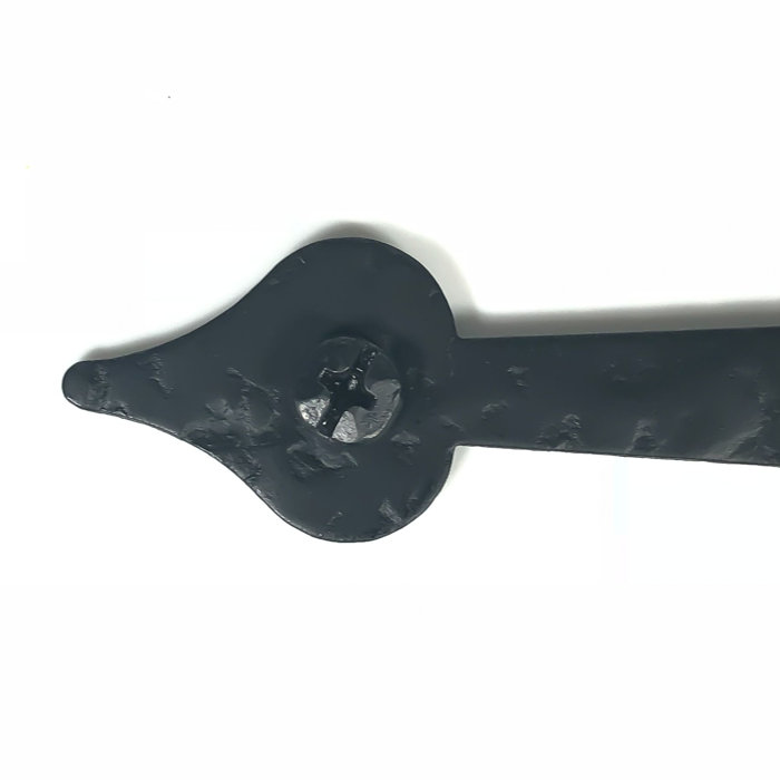 6-1/2" Black Iron Heart Cabinet Strap Hinge, Flush, Pair