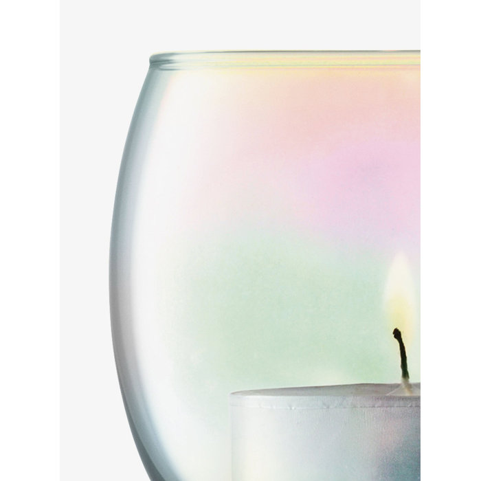 Iridescent Pearl Lustre Glass Candle Holder Set