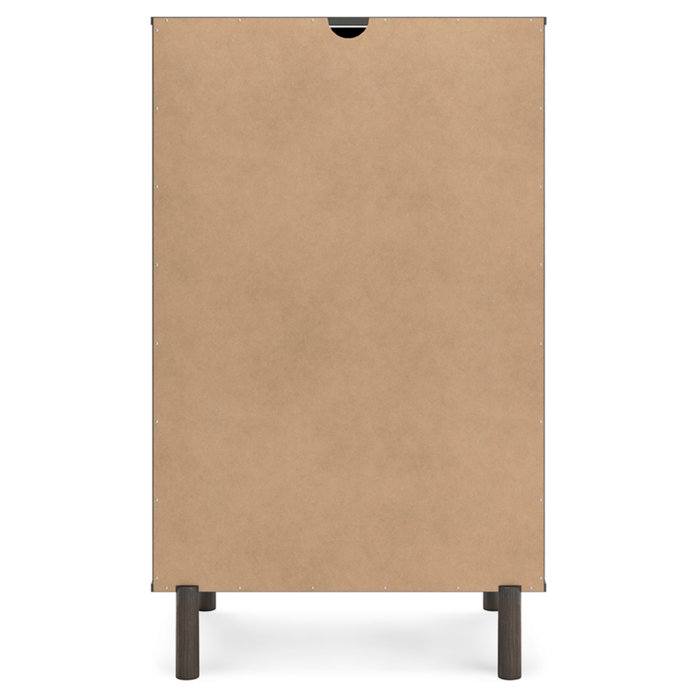 Gray 5-Drawer Mid-Century Modern Chest with Gold Handles