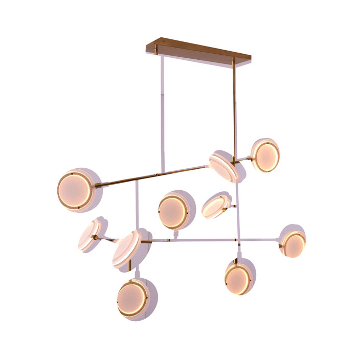 Meridian Brass and Glass 10-Light LED Chandelier